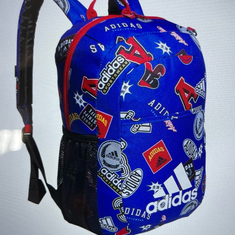 adidas Kids Blue Backpack with Red and White Accents